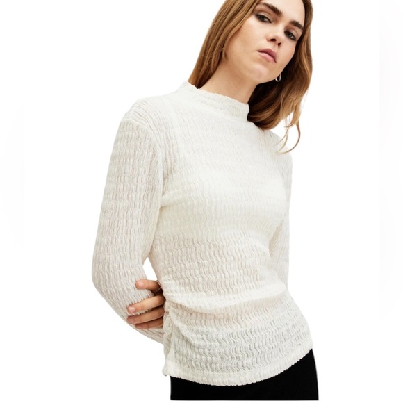 ALL SAINTS Connie Francesco Long Sleeve Top Chalk White Size XS - Picture 1 of 10